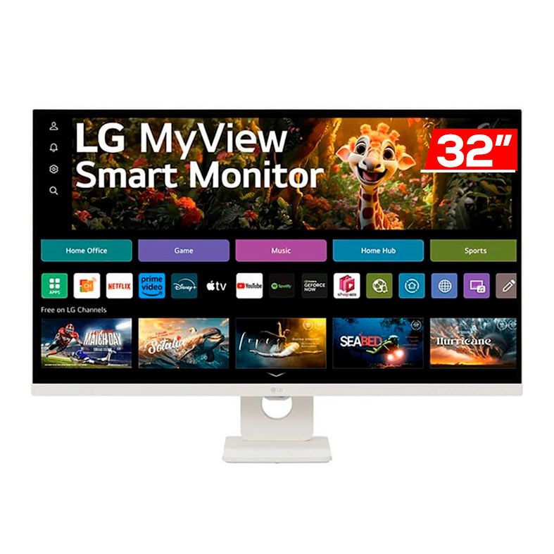 Monitor LG MyView Smart, 32 Pol, VA, UHD, 5ms, 60Hz, ThinQ Home, Air Play, Bluetooth, HDMI, 32SR73U-W