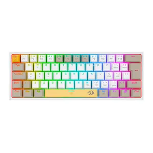 Teclado Mecanico Gamer Redragon Fizz, RGB, Switch Marrom, Branco, K617RGB-YL-WT-GY