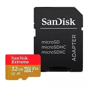 Cartao de Memoria SanDisk Extreme 32GB MicroSDHC A2 + Adaptador, SDSQXAF-032G-GN6AA