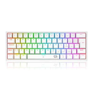 Teclado Mecanico Gamer Redragon FIZZ, RGB, ABNT2, Switch Marron, Branco, K617-RGB-W-PT-BROWN