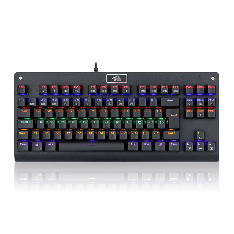 Teclado Mecanico Redragon Dark Avenger Preto Rainbow Switch Azul, K568R-PT-BLUE