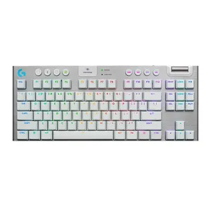 Teclado Mecanico Gamer Logitech G915 X LightSpeed TKL, RGB, Bluetooth, Switch Marrom, Branco, 920-012732