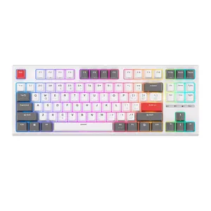 Teclado Mecanico Gamer Royal Kludge R87, RGB, Switch Brown, Branco, RKR87-WHIT-C