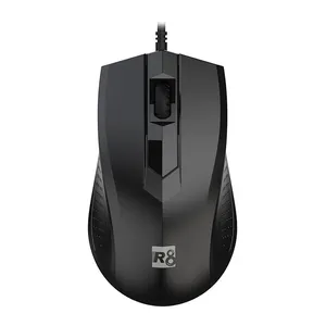 Mouse R8 1607, 1200DPI, 3 Botoes, Preto, R8-1607-BK