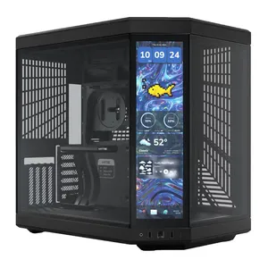 Gabinete Gamer Hyte Y70 Touch Infinite, Mid Tower, Lateral de Vidro, Display 14.9'' 60Hz, Pitch Black, CS-HYTE-Y70TTI-BB