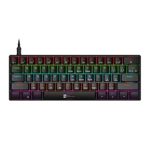 Teclado Mecanico R8 1037, RGB, Switch Azul, Preto, R8-1037-RBW
