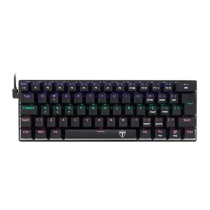 Teclado Mecanico Gamer T-Dagger Arena, Rainbow, Switch Azul, Preto, T-TGK321-BL