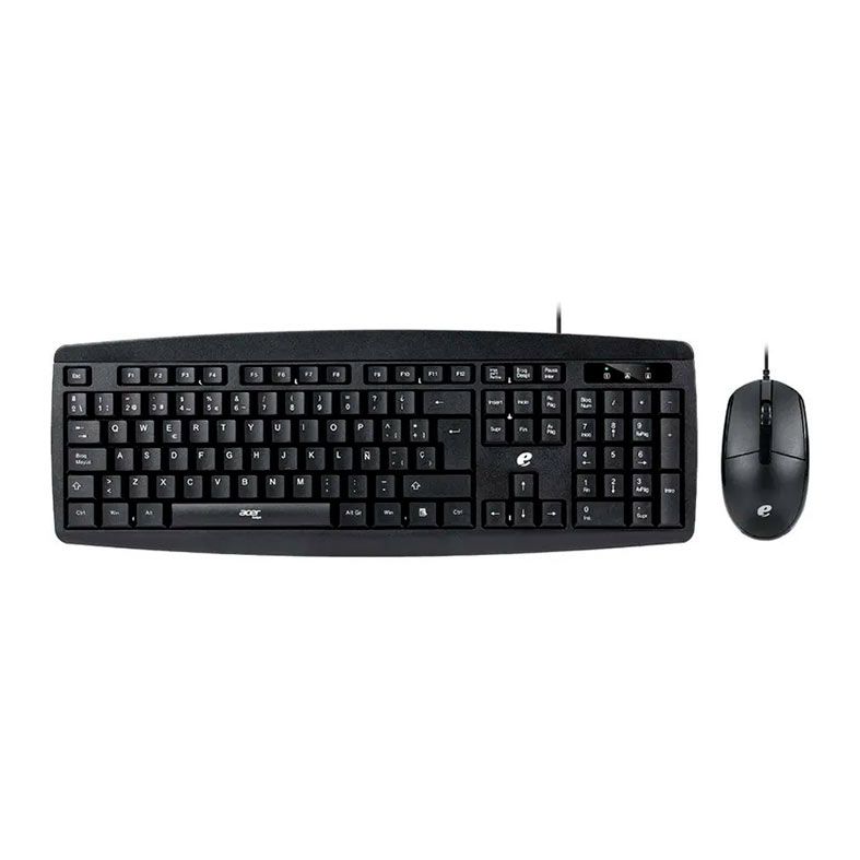 Kit Teclado e Mouse Acer EAK030, ABNT2, Preto, EAK030-BK