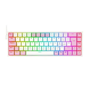 Teclado Mecanico Gamer Redragon Castor, RGB, Switch Marrom, Branco e Rosa, K631WP-RGB-PT-BROWN