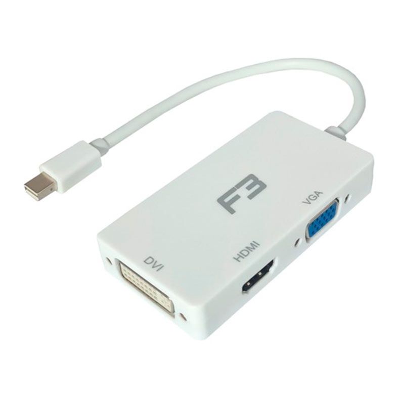 Cabo Adaptador F3 Mini Displayport para HDMI/VGA e DVI, JC-MDP3IN1