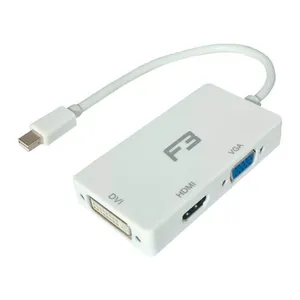 Cabo Adaptador F3 Mini Displayport para HDMI/VGA e DVI, JC-MDP3IN1