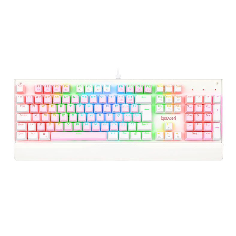 Teclado Mecanico Redragon Kala, RGB, ABNT2, Switch Marrom, Rosa e Branco, K557PW-RGB-PT-BROWN