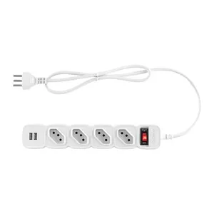 Filtro de Linha Intelbras EPE 204, 4 Tomadas, 2 USB, 1m, Branco, EPE-204-USBWH