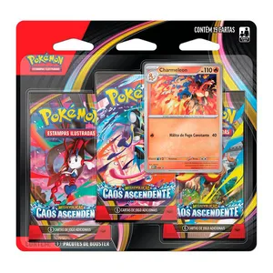 Pokémon TCG, Combo com 3 Pacotes de Booster De Megaevolução Caos Ascendente, 18 cartas + 1 carta promocional, 4444410401