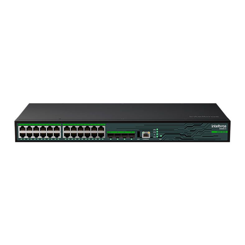 Switch Gerenciavel Intelbras S3028G-B, 24 Portas PoE, 4 Portas SFP, 10/100/1000, Preto, S3028G-B
