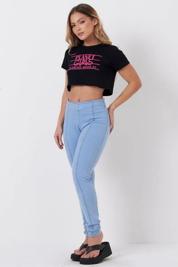 Calça Feminina Hydra Jeans Skinny Sem Bolso Planet Girls Azul Claro 34