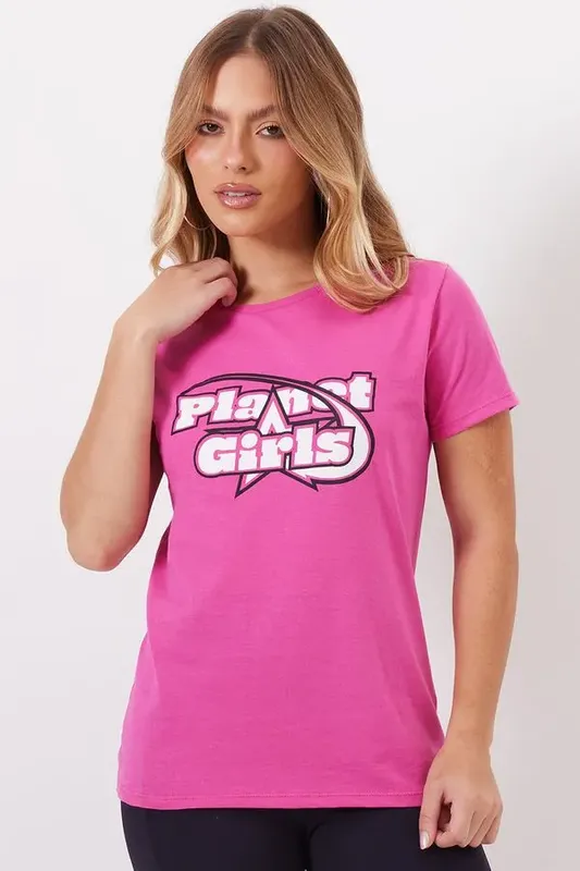 T-Shirt Feminina Casual Planet Girls Rosa P