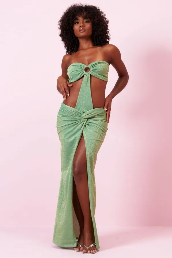 Vestido Longo Tule Argola Frontal Planet Girls Verde M