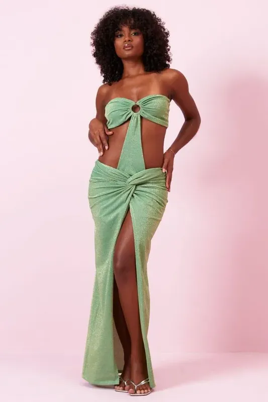 Vestido Longo Tule Argola Frontal Planet Girls Verde M