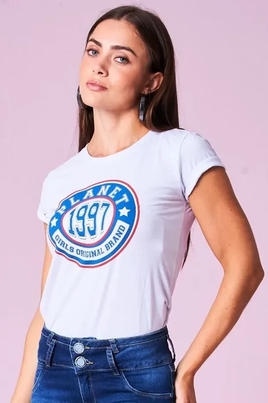 Camiseta Feminina Original Brand Planet Girls Branco PP