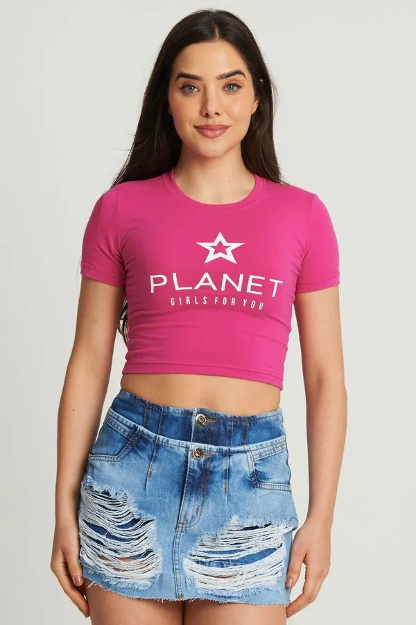 Cropped Feminino Logo Star Planet Girls Rosa GG