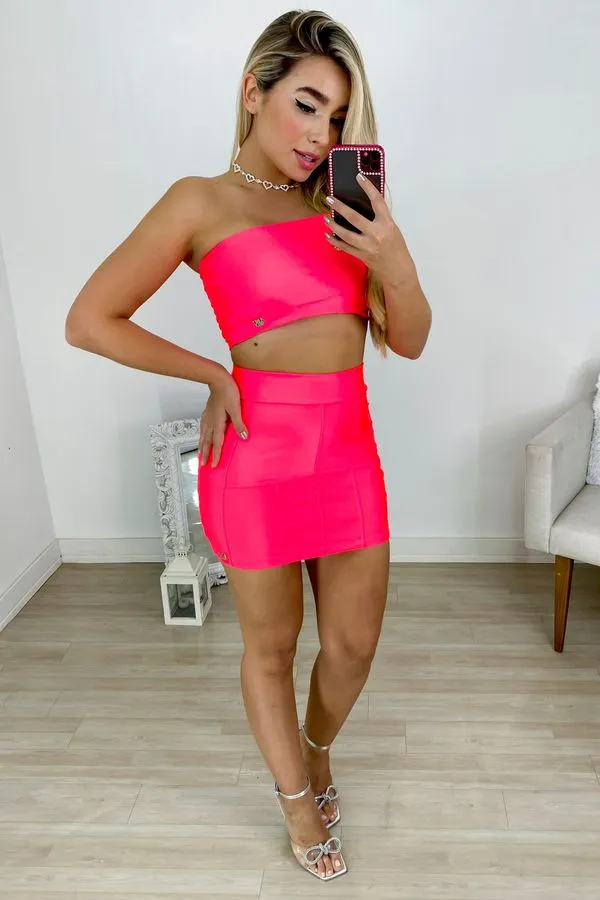 Saia Curta Aplique Logo Planet Girls Coral P