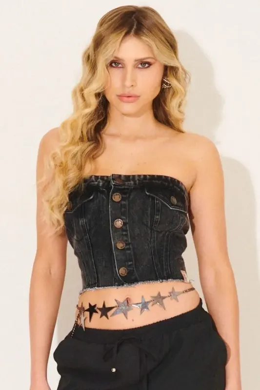 Cropped Feminino Jeans Bolsos Planet Girls Preto M