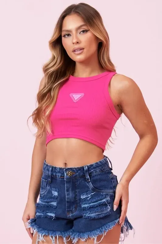 Cropped Feminino Com Aplique Logo Planet Girls Pink P