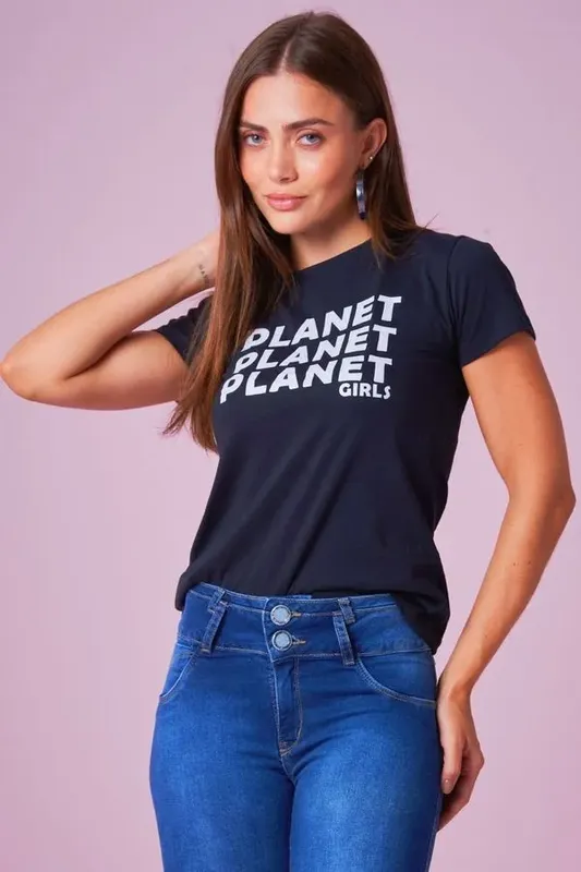 Camiseta Feminina Logo Triple Planet Girls Preto P