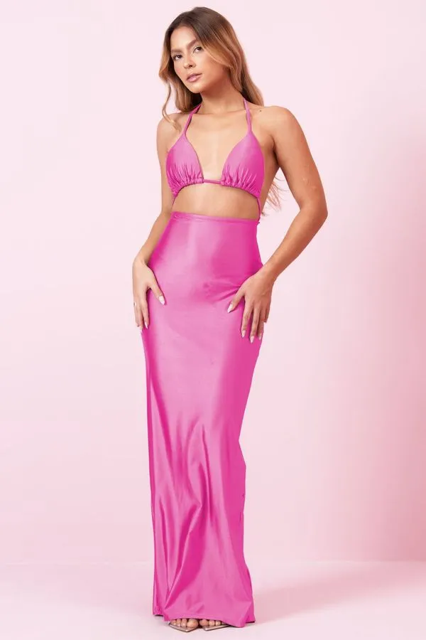Vestido Longo Com Amarração Shiny Planet Girls Rosa M