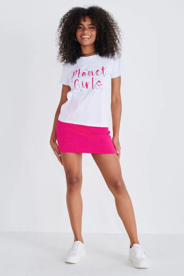 Saia Curta Malha Planet Girls Rosa Escuro GG