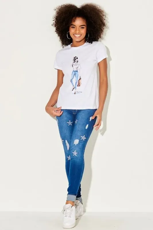 Calça Jeans Feminina Skinny Puído Planet Girls Jeans Escuro 36