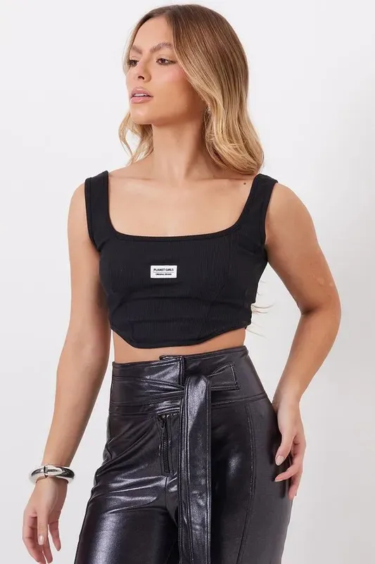 Cropped Regata Decote Reto Planet Girls Preto GG
