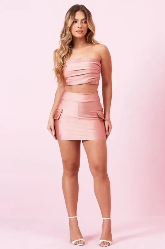 Short Saia Up Glam Com Bolso Cargo Planet Girls Rosa GG
