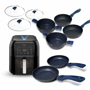 Super Combo Ichef Ultra 6 Panelas com 3 Tampas Azul e Airfryer Max Space 8L | 220V