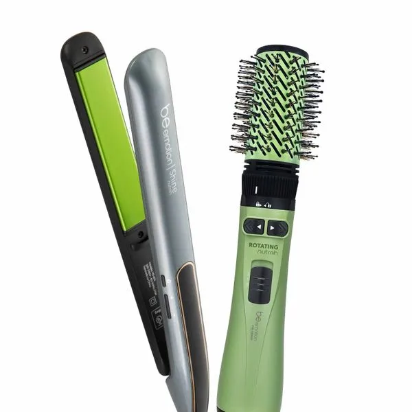 Escova Rotating Nutrah e Prancha de Cabelo Shine Nutrah Be Emotion | Bivolt