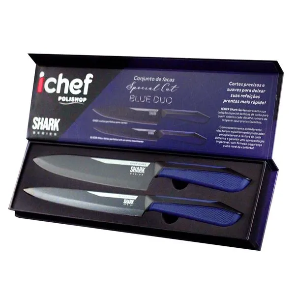 Conjunto de 2 Facas Polishop Ichef Special Cut Azul | Ichef