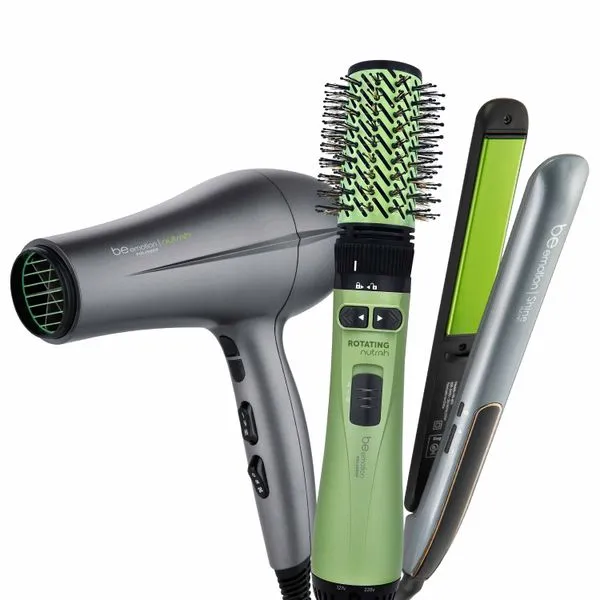 Escova Rotating Nutrah e Secador Nutrah e Prancha de Cabelo Shine Nutrah be emotion | Bivolt