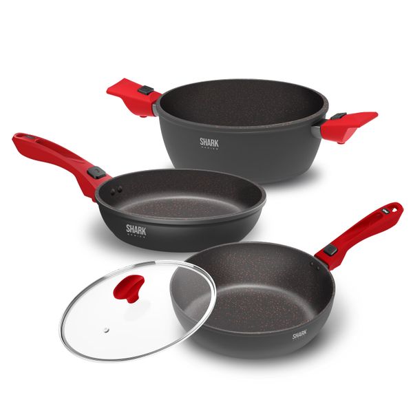 Panelas Ultra Family Size, Day by Day, Sauté Grand e Tampa de Vidro Ichef 24cm - Vermelha | Ichef