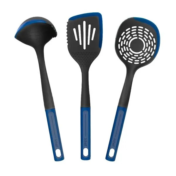 Espátula de Silicone e Escumadeira de Silicone e Concha de Silicone Polishop Ichef Azul | Blue Ichef