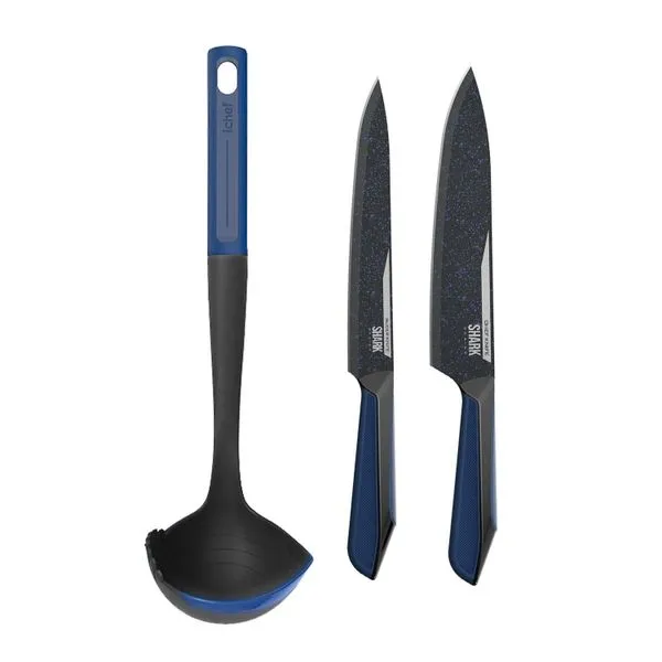 Conjunto de 2 Facas Polishop Ichef Special Cut Azul e Concha de Silicone Ichef Azul | Ichef