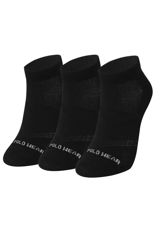 Kit 3 Pares Meias Confortáveis Cano Curto Polo Wear Preto 39-43
