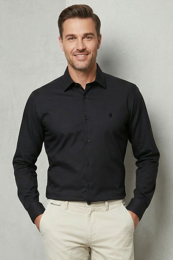 Camisa Masculina Slim Fit Premium Polo Wear Preto Camisa Masculina Manga Longa Polo Wear Preto G