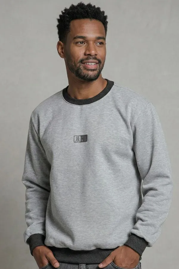 Moletom Gola Careca Casual Polo Wear Cinza Médio P