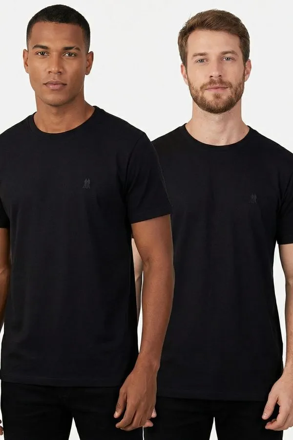 Kit 2 Camisetas Básicas Masculinas Polo Wear Preto Kit 2 Camisetas Masculinas Básicas Logo Polo Wear Preto M