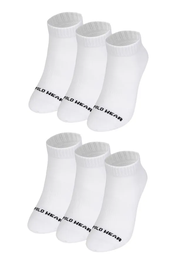 Kit 6 Meias Cano Curto Algodão Polo Wear Branco 39-43