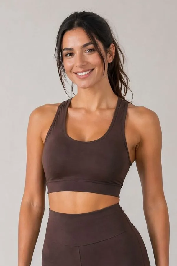 Top Nadador Fitness Com Bojo Polo Wear Marrom G