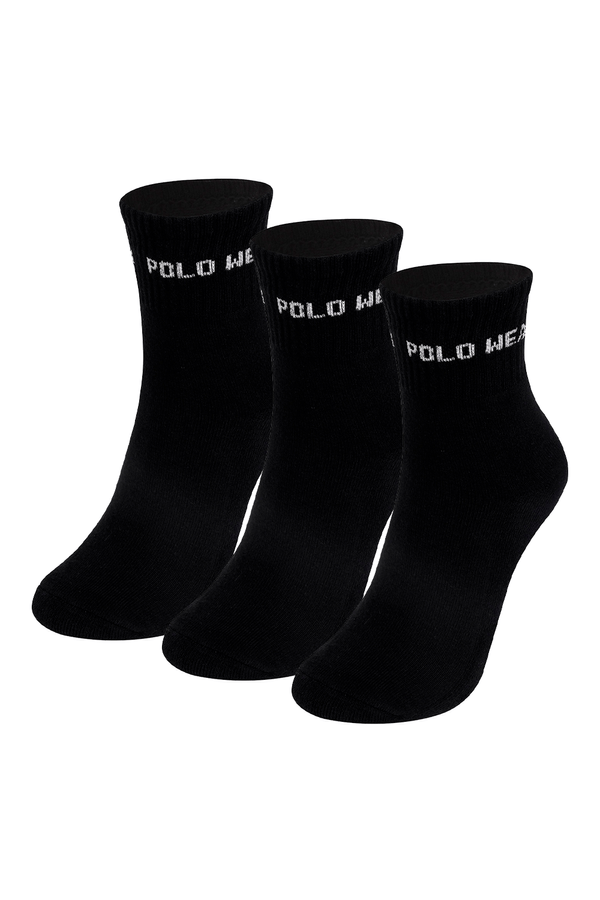 Kit 3 Pares Meias Confortáveis Cano Alto Polo Wear Preto 33-38