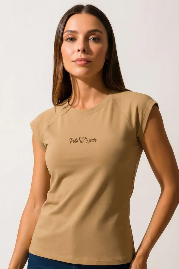 T-Shirt Feminina Sem Cava Polo Wear Bege Médio G