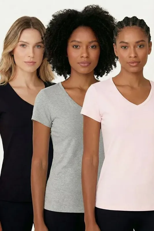 Kit 3 Camisetas Premium Femininas Polo Wear Sortido P